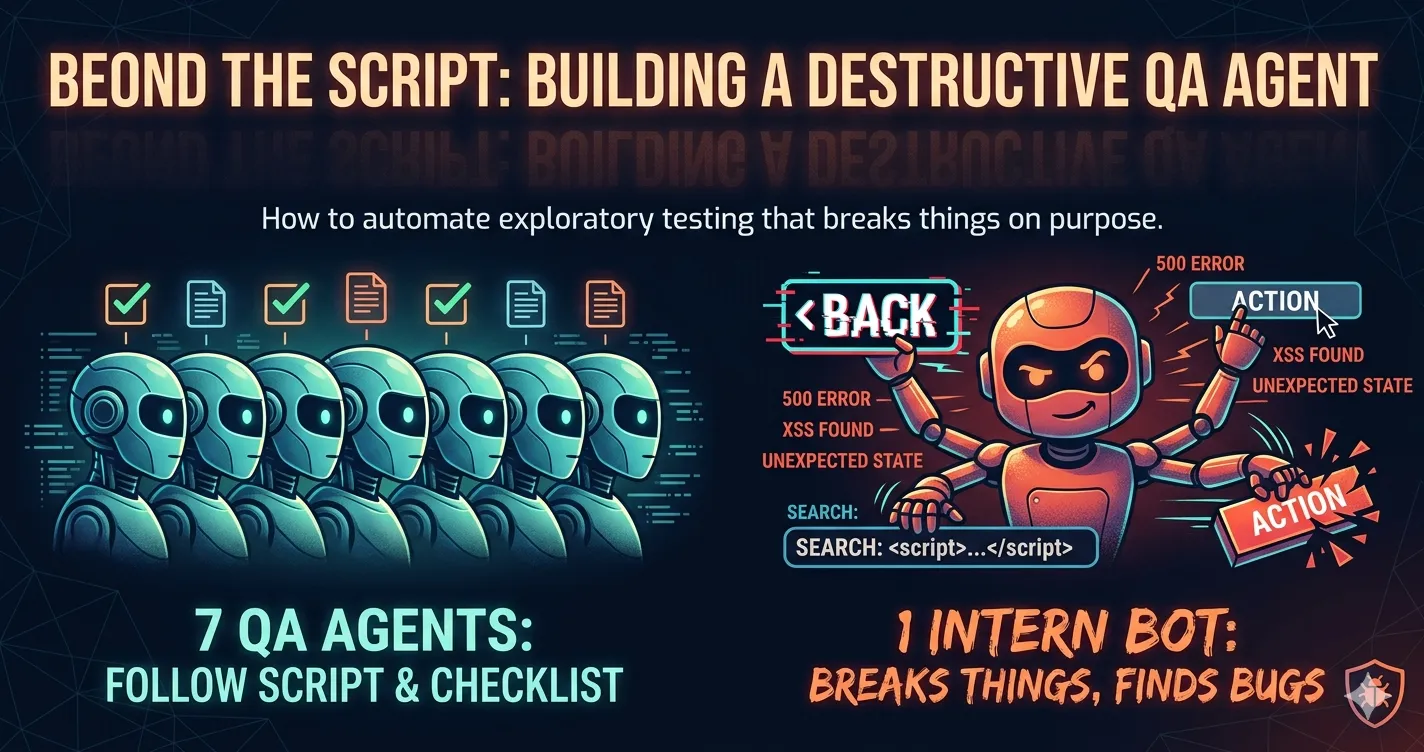 Beyond the script: 7 QA agents follow scripts and checklists, 1 intern bot breaks things and finds bugs